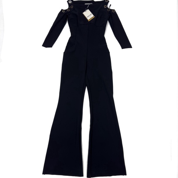 Chiara Boni Pants - Chiara Bona La Petite Robe Maya Off The Shoulder Jumpsuit Size 40/US 4 Black NWD